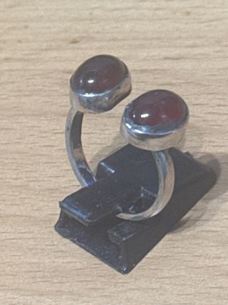 Anillo Plata Piedra Rubí Sintético Ajustable