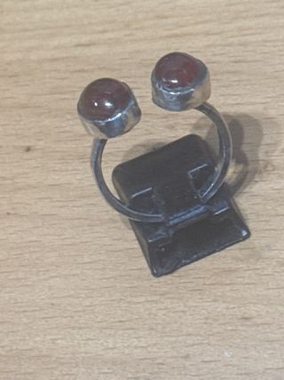 Anillo Plata Piedra Rubí Sintético Ajustable