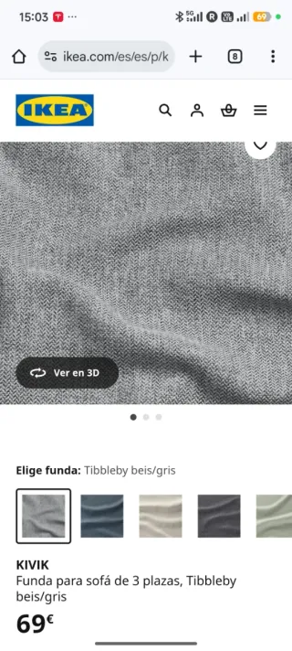 Funda sofá KIVIK 3 plazas Tibbleby beige/gris