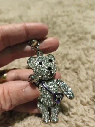 Portachiavi orsetto strass cuore viola