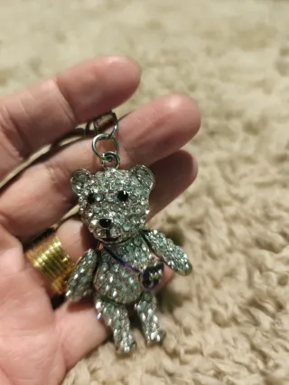 Portachiavi orsetto strass cuore viola