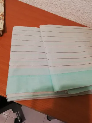 2 Sábanas Cama 80x1.85 Rayas gris y verdes