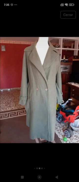 Abrigo de paño verde mujer