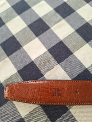 Cintura vintage Courrèges pelle marrone fibbia oro