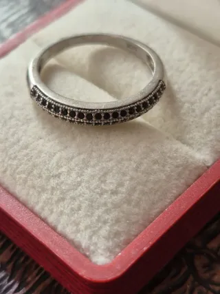 Anillo plata S925 con circonitas negras