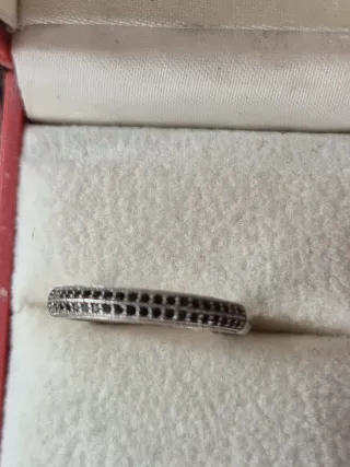 Anillo plata S925 con circonitas negras