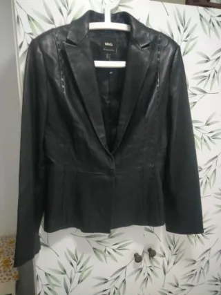 Blazer de cuero MNG negro