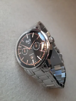 Orologio R&G TIME Quarzo Uomo Nero Argento
