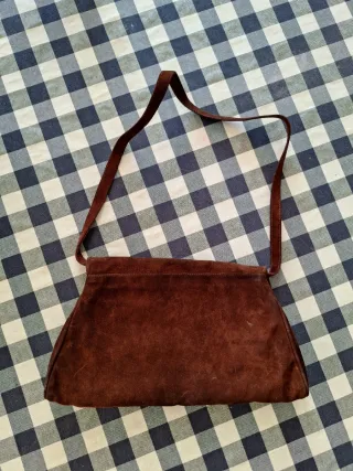 Borsa vintage in camoscio marrone