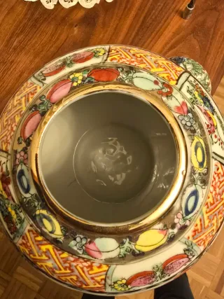 Tarro Jengibre Porcelana Macao Gallos