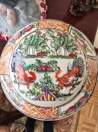 Tarro Jengibre Porcelana Macao Gallos