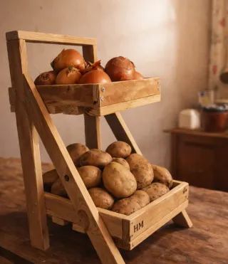 Frutero de madera artesanal hecho a mano