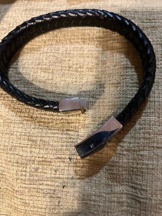 Pulsera Cuero Trenzado Cierre Metal