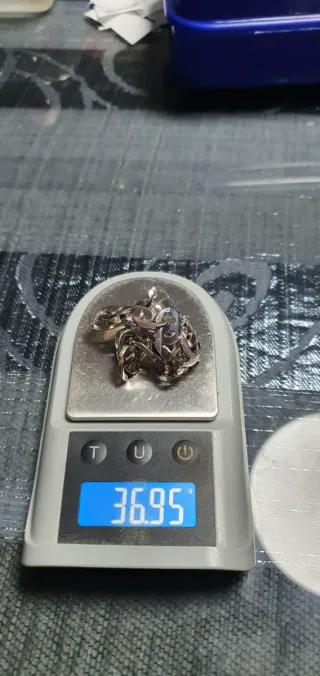 Conjunto cadena y esclava oro blanco peso 124,53k