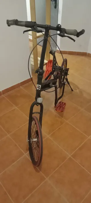 Bicicleta sin sillin con pedales anchos