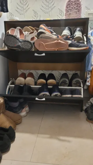 Zapatero negro 2 cajones