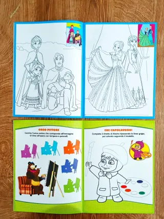 Lotto 5 Album Colora e Gioca (Frozen, Marvel, Paw