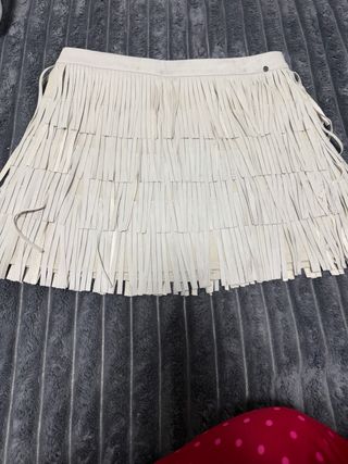 Falda flecos beige/marrón