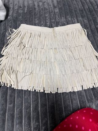 Falda flecos beige/marrón