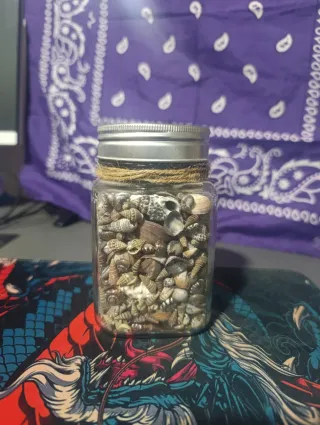 Tarro de conchas decorativas