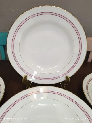 6 Platos Hondos Porcelana Francesa Vintage