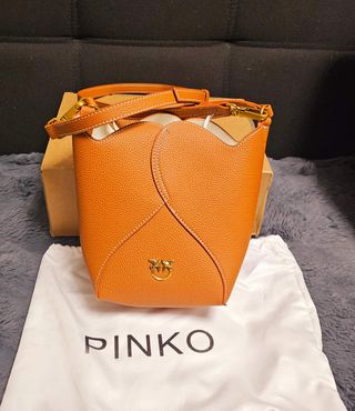 Bolso Pinko Marrón Naranja Tipo Cubo