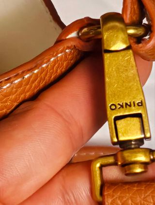 Bolso Pinko Marrón Naranja Tipo Cubo