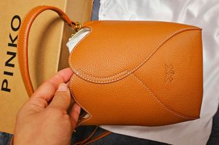 Bolso Pinko Marrón Naranja Tipo Cubo