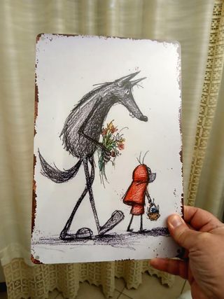 Placca metallo Cappuccetto Rosso stilizzata