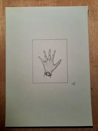 Originale Disegno a matita: mano con orologio