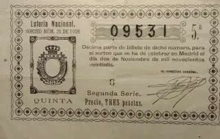 DECIMO DE LA LOTERIA NACIONAL / 1926