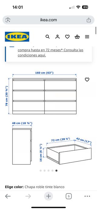 Cómoda de madera Ikea 6 cajones