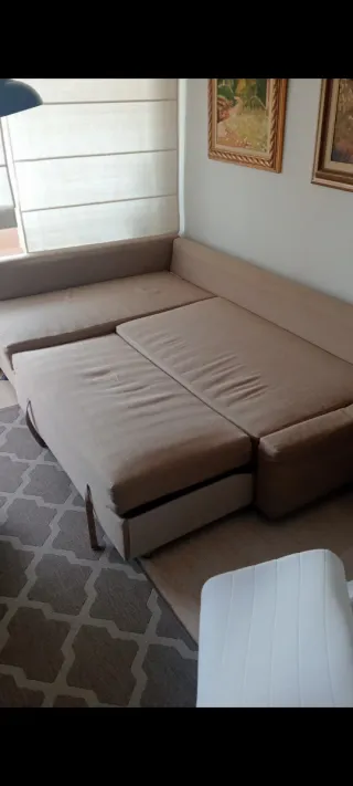 Sofá cama chaise longue beige