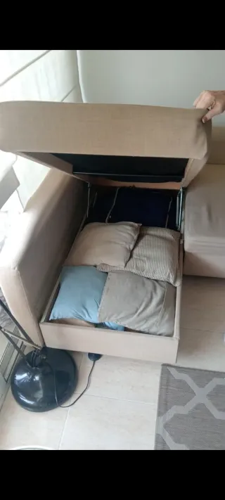 Sofá cama chaise longue beige