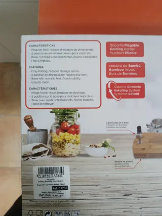 Jamonero 3 Claveles Plegable Bambú