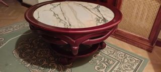 Mesa centro madera y mármol