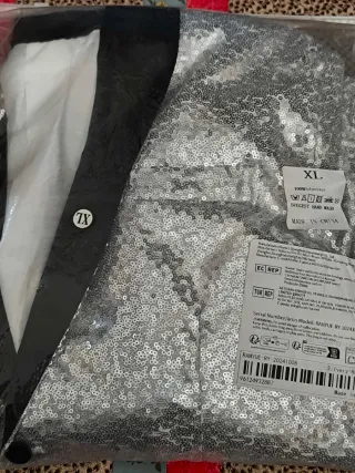 Chaqueta Lentejuelas Plateada Hombre