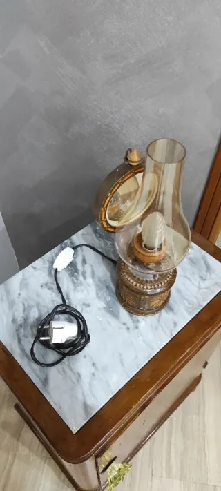 Lampada vintage legno intarsiato