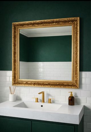 Espejo dorado tallado biselado