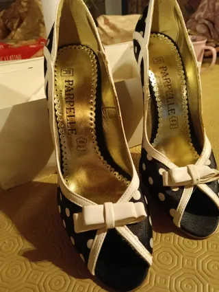 Scarpe tacco alto vintage a pois