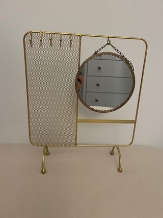 Joyero Metálico Dorado con Espejo