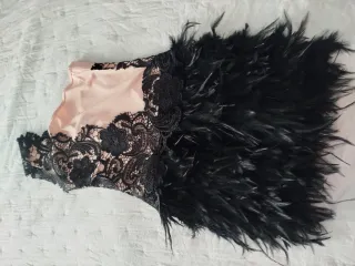 Vestido fiesta negro y rosa talla 36