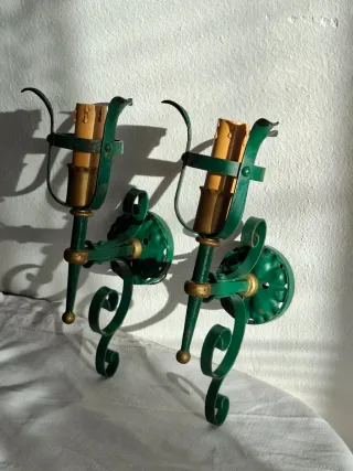 Coppia applique vintage ferro battuto
