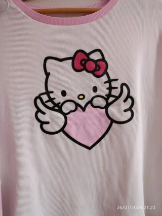 Pijama Hello Kitty rosa y blanco