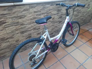 Bicicleta infantil blanca y morada