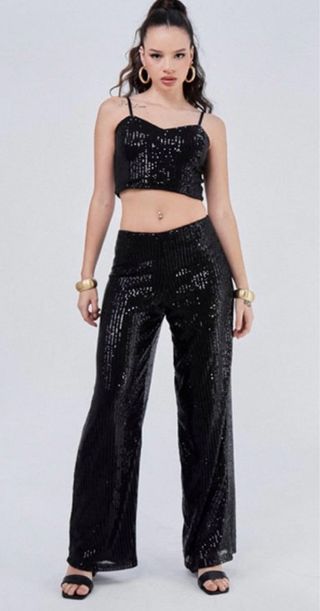 Conjunto lentejuelas negro