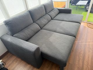 Sofá Chaiselongue Gris 3 Plazas Convertible