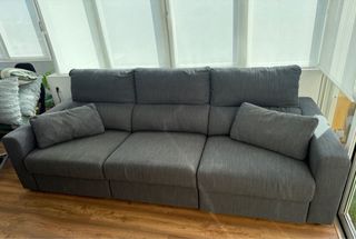 Sofá Chaiselongue Gris 3 Plazas Convertible
