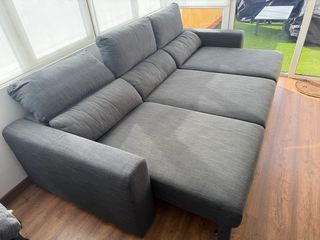 Sofá Chaiselongue Gris 3 Plazas Convertible