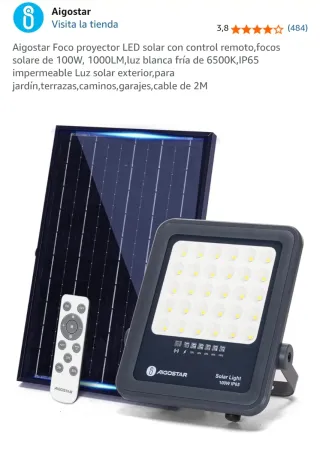 Foco LED Solar Aigostar 100W Control Remoto